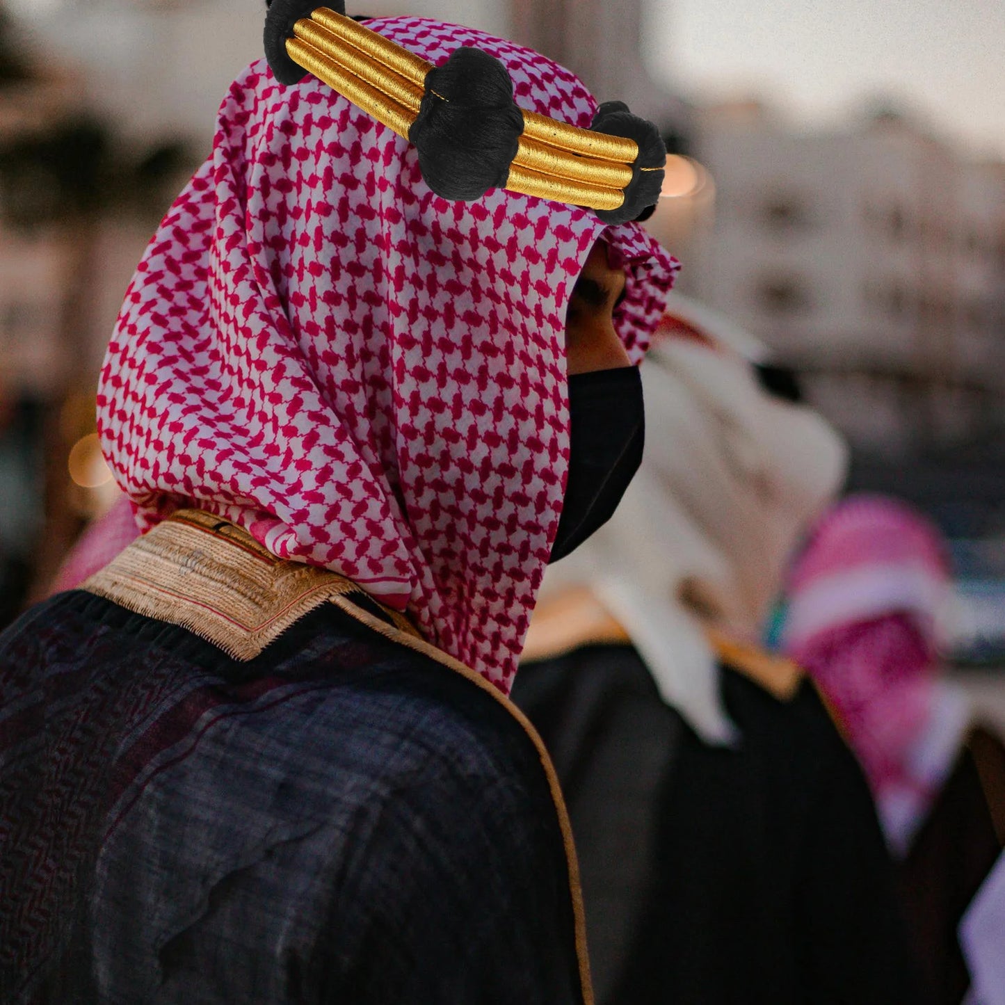 Luxury Royal Headband Arab Costume Accessories Men Scarf Rope Arabian Turban Wrapping Jubbah Thobe Headwear Muslim Fashion