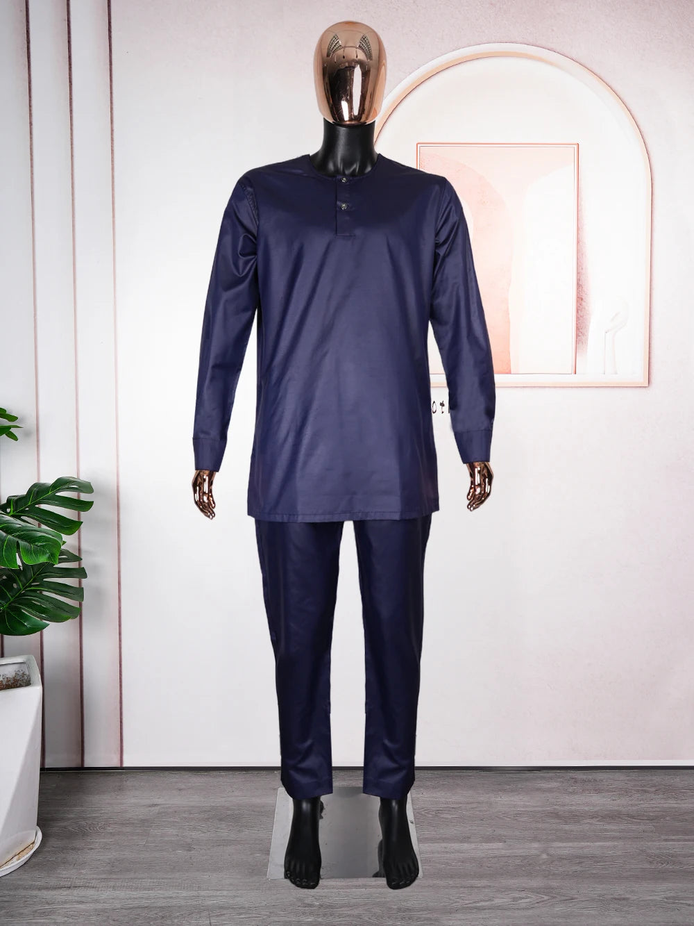 H&D African Clothes for Men High Quality Suit Fabric Embroidery Tradition Clothing Shirt Pants 3 Pcs Set Wedding Party Ramadan