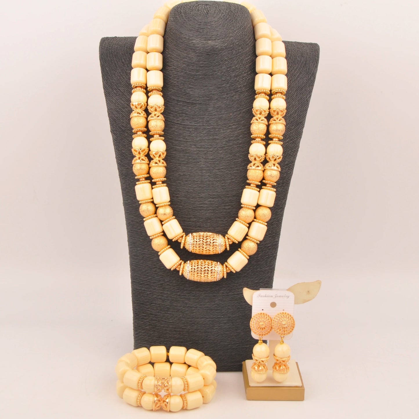 Orange Nigerian Artificial Coral Bead Necklace African Jewelry Sets
