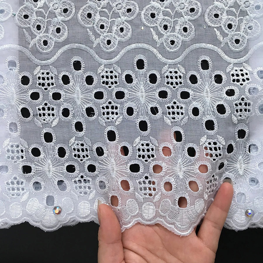Swiss Voile Lace Fabric 2025 High Quality African Nigerian Embroidery Cotton Lace Fabric For Sewing Women Party DIY Dresses 4369