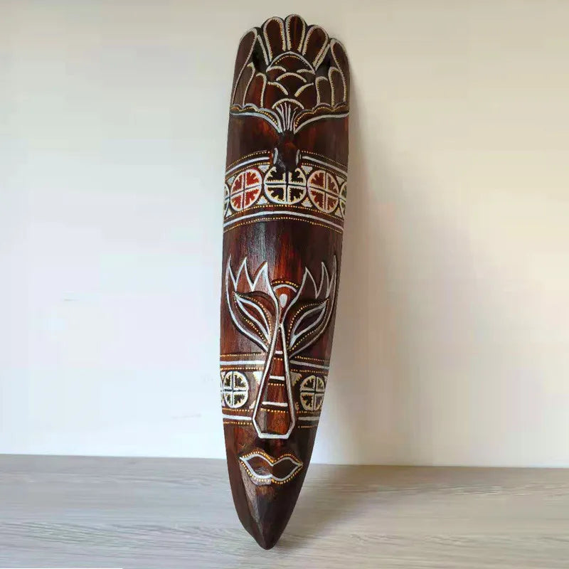 50cm H Southeast Asian Style Wall Hanging Pendant Thai Wood Carving African Face Mask Creative Retro Home Bar Hotel Decoration