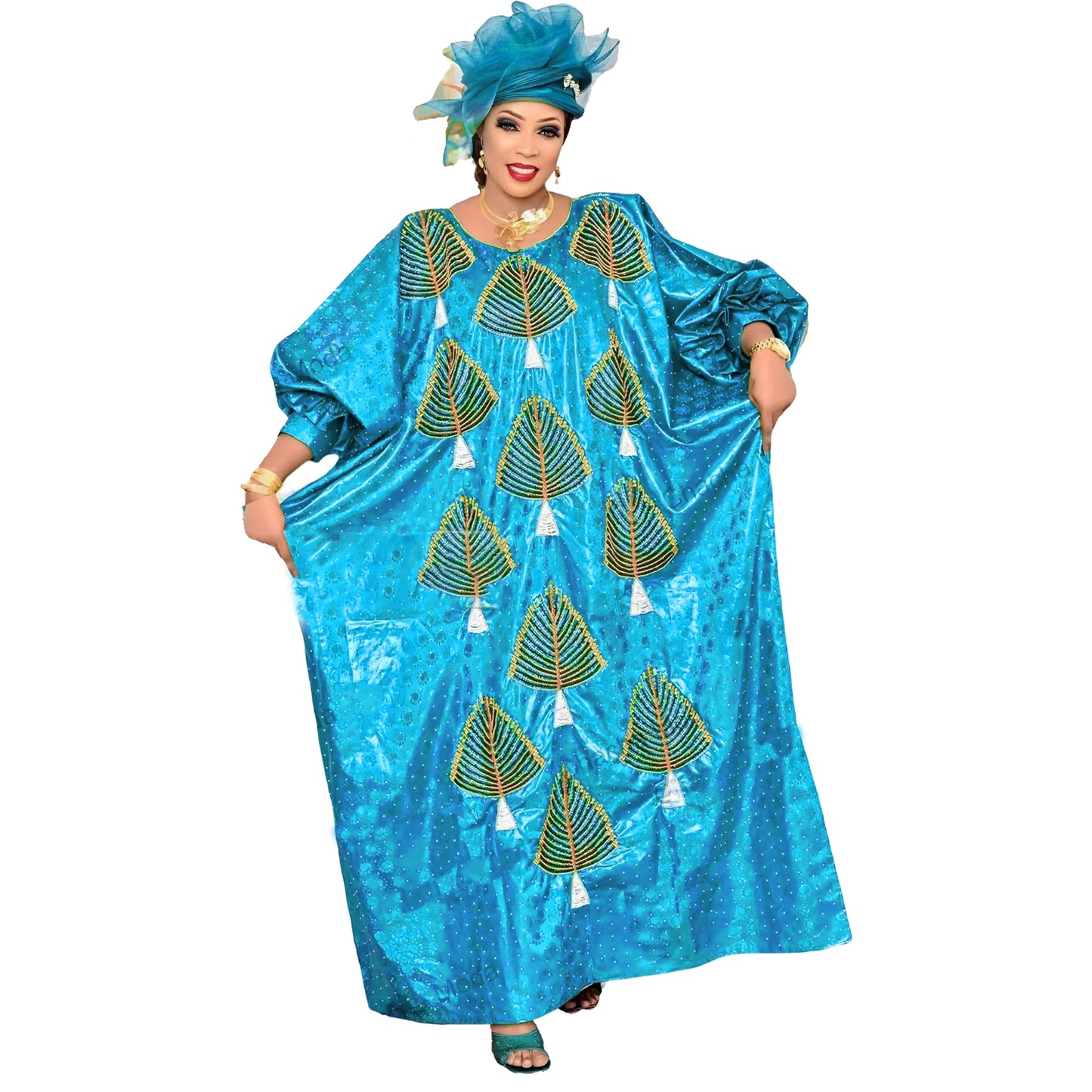 African Plus Size Kaftan Dress Emboridered Full Gown Nightdress Party Casual Dress