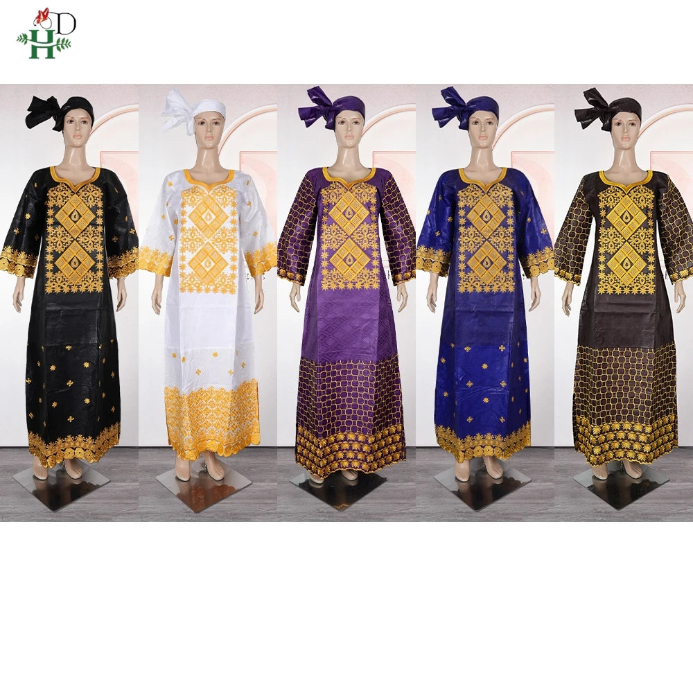 H&D African Clothing Dresses For Women 2024 Elegant Wedding Party Gown Ankara Dashiki Long Dress Roupas Bazin Riche Robes
