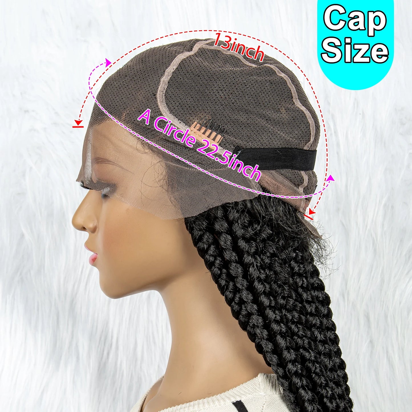 HD Full Lace Braided Wigs for Black Women Cornrow Braids Synthetic Lace Front Wig Big Square Knotless Box Braids With Baby Hair