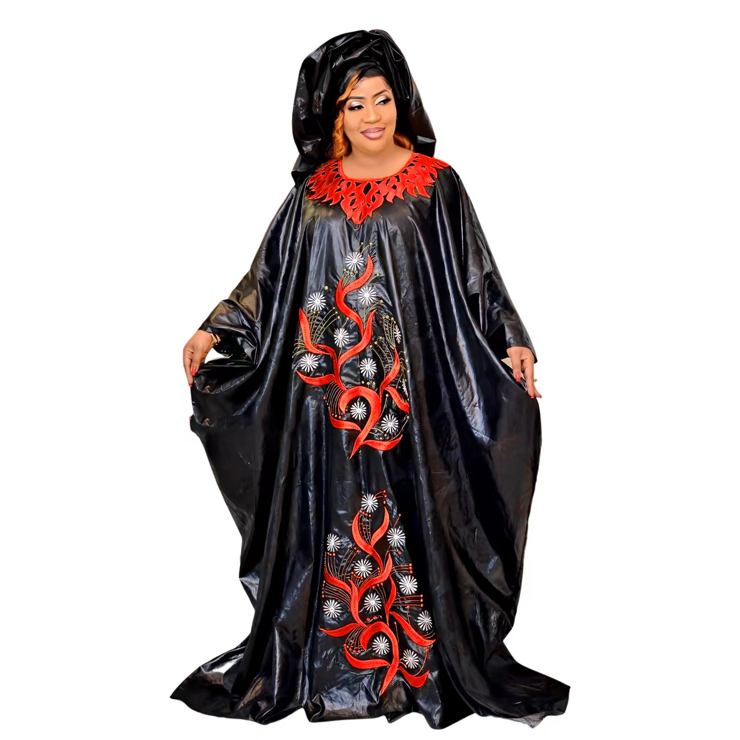 African Dre ss for Women Plus Si ze Embroidery Weddi ng Guest Long Maxi Dress with Scarf