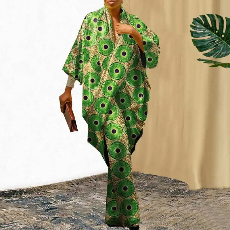 VONDA Plus Size Women Elegant Wide Leg Pants Pants Sets 2024 Vintage 3/4 Sleeve Elastic Waist Tops+Trousers Casual Pleated Suits