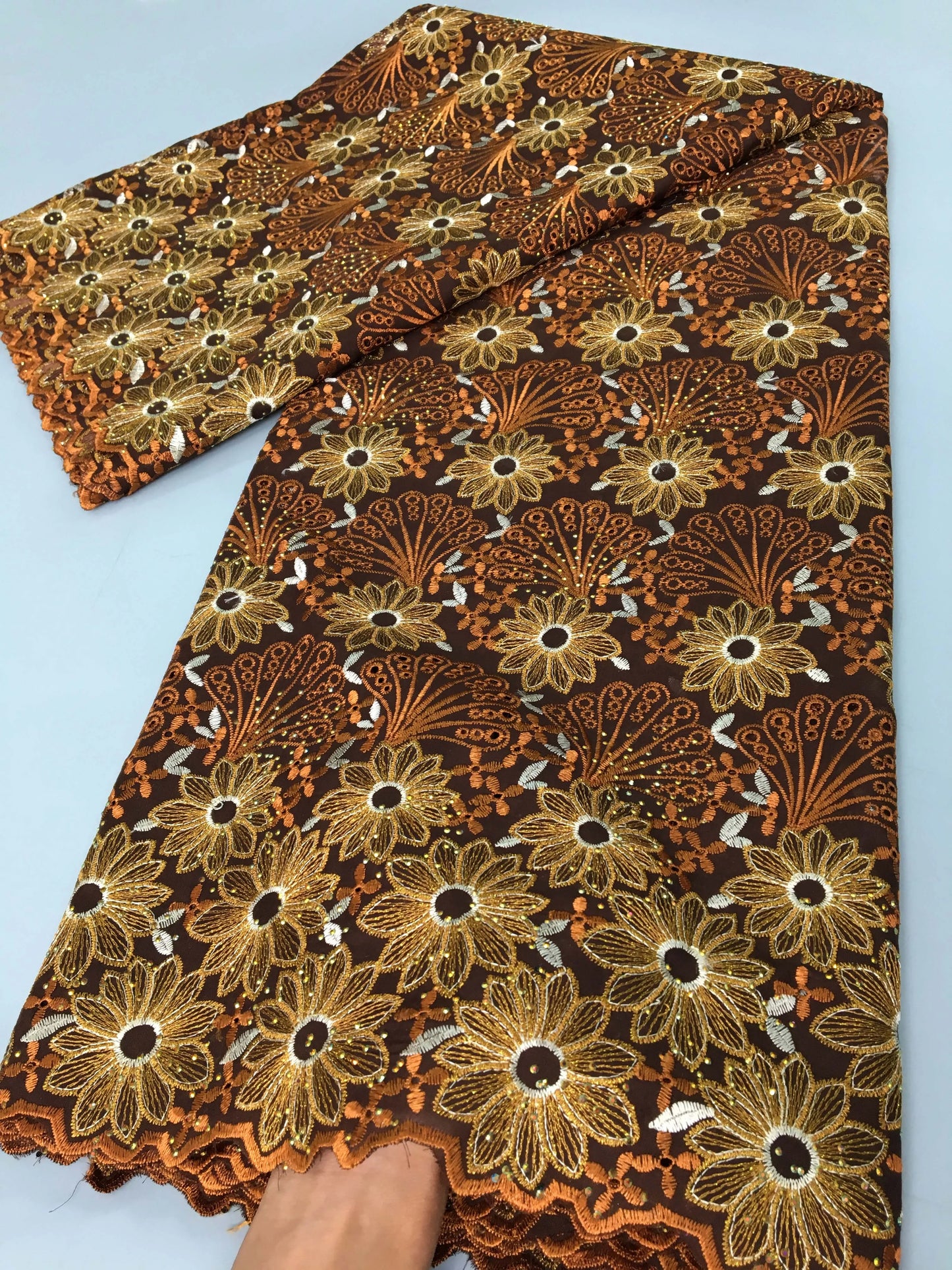 2024 African Cotton Lace Fabric High Quality Nigerian Stones Cotton Lace Fabric Swiss Voile Lace For Women Wedding Dress TY3806