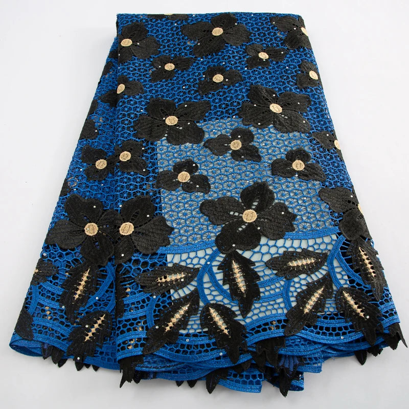 Cord Lace Fabric With Crystals African Guipure Lace Fabric 2024 High Quality Lace 5 Yards Wedding Luxury Dresses for Women A3630