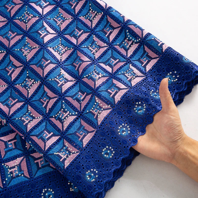 Kalume African Cotton Lace Fabric With Stones 2025 High Quality Embroidery Swiss Voile Lace In Switzerland For Dresses F4149