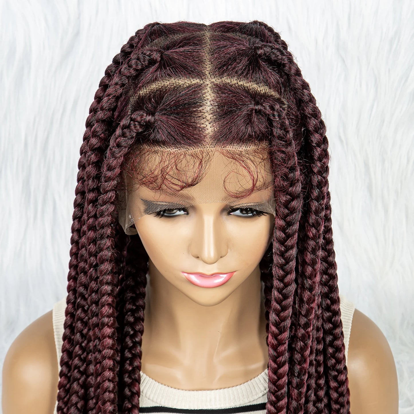 HD Full Lace Braided Wigs for Black Women Box Braids Synthetic Lace Front Wig Big Square Knotless Box Braids With Baby Hair