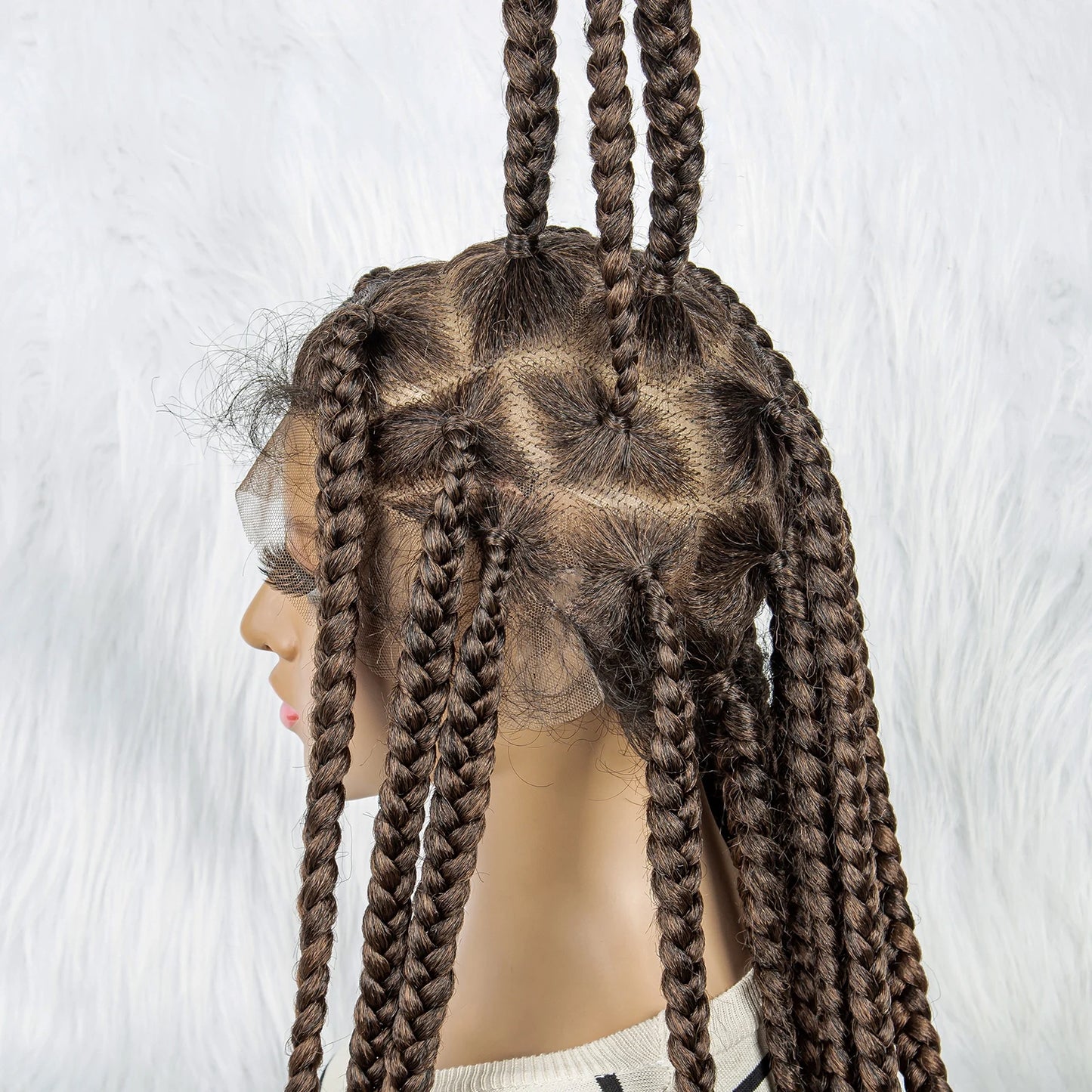 HD Full Lace Braided Wigs for Black Women Box Braids Synthetic Lace Front Wig Big Square Knotless Box Braids With Baby Hair