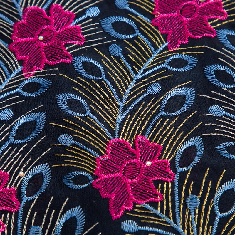 2024 African Cotton Lace Fabric High Quality Nigerian Stones Cotton Lace Fabric Swiss Voile Lace For Women Wedding Dress TY3806