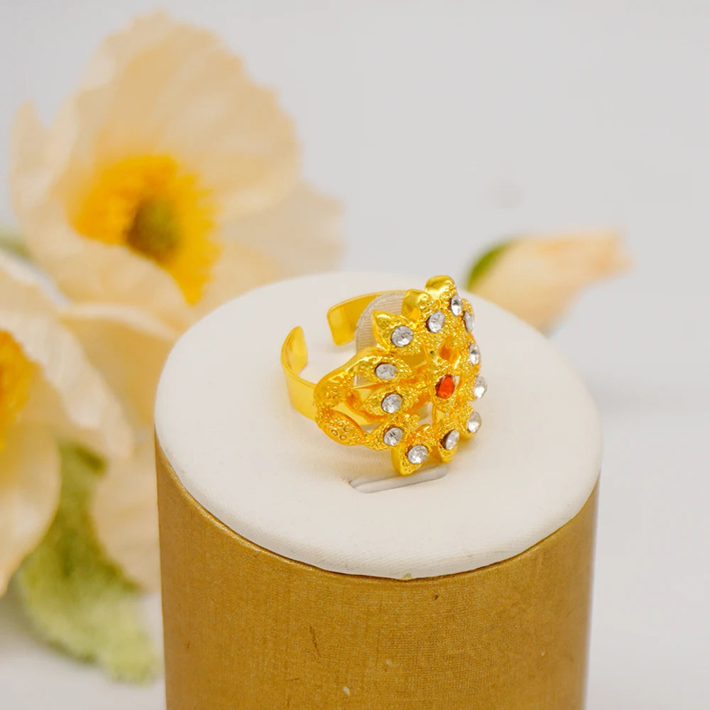 Trendy Nigerian Dubai Gold Color Jewelry Set For Women Tassel Long Chain Bridal Long Necklace Bracelet Earring Ring Wedding Sets