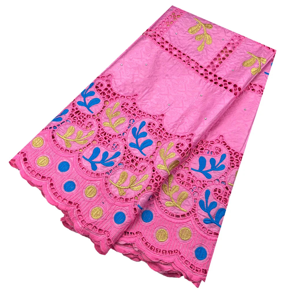 African Bazin Riche Fabric for Dress, African Lace Fabric, Nigerian Embroidery, 100% Cotton, 2.5Yards, F05, Latest