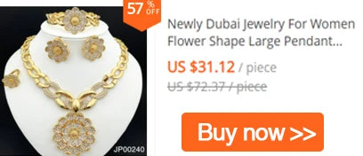 Africal Gold Color Big Jewelry Set Hollow Out Design Necklace Bracelet Earring Ring For Women Bridal Wedding Jewellery Gift