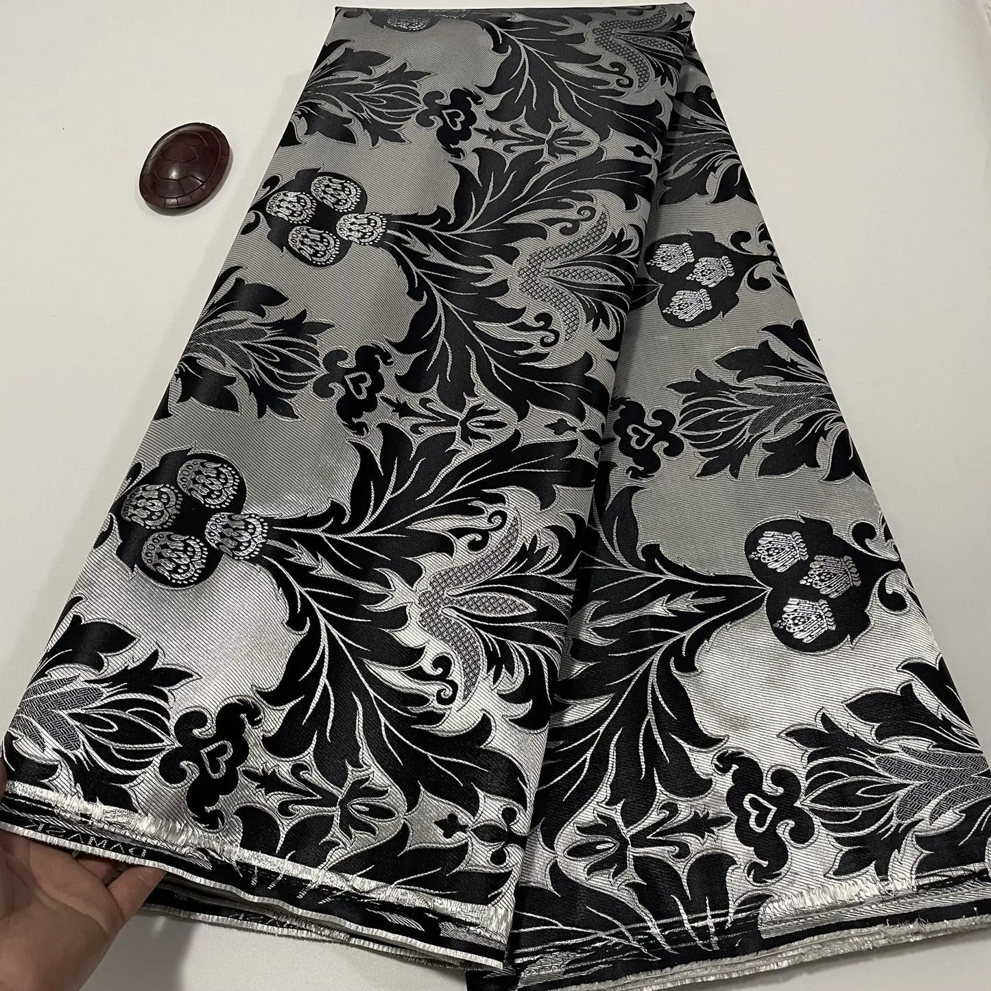 African Thick Damask Lace Fabric 2.5Yard Or 5Yards 2025 Jacquard Brocade Fabrics DIY Sew For Nigeria Women Headtie Aso obi Dress