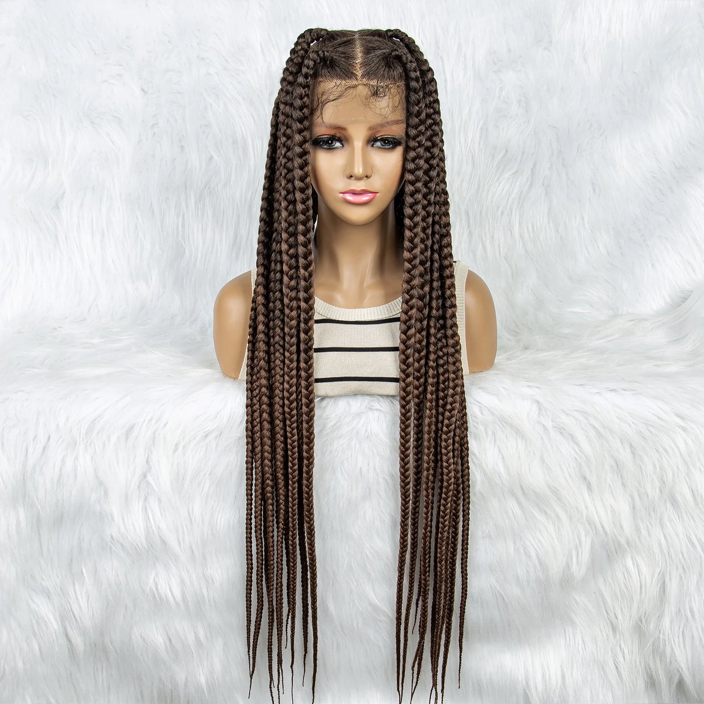 HD Full Lace Braided Wigs for Black Women Box Braids Synthetic Lace Front Wig Big Square Knotless Box Braids With Baby Hair