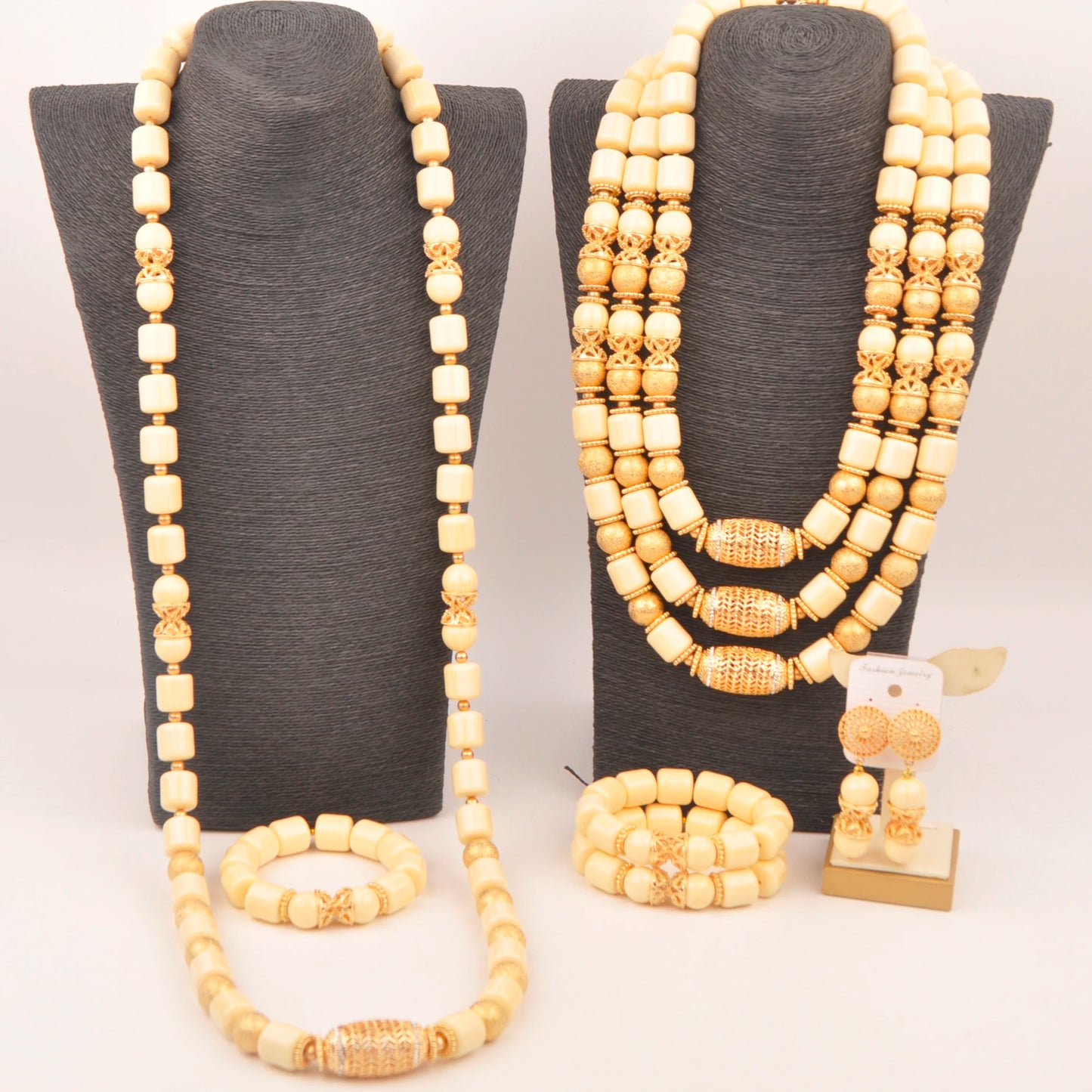 Orange Nigerian Artificial Coral Bead Necklace African Jewelry Sets