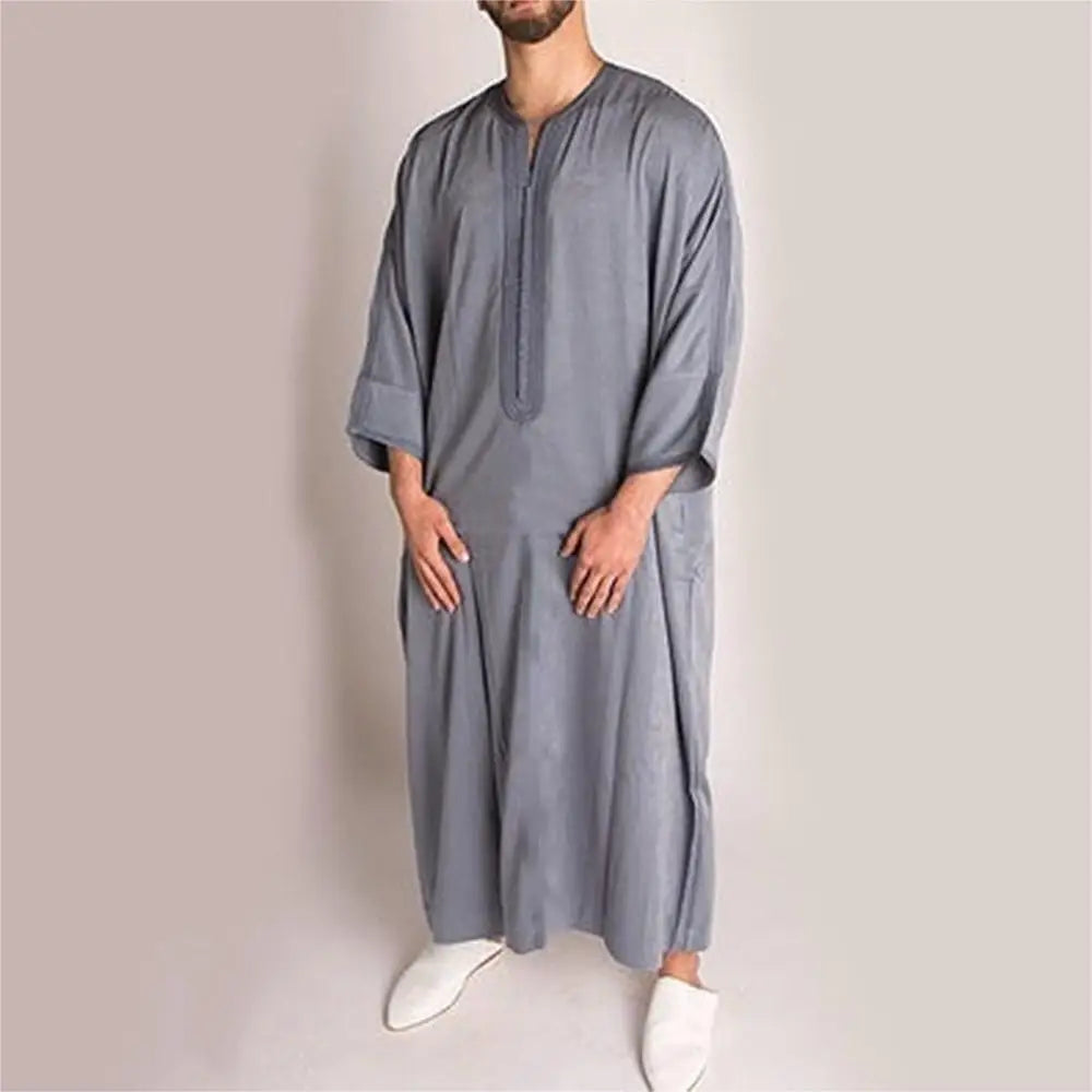 2025 Muslim Men's Casual Jubba Thobe Fashion Abayas Middle East Ethnic Style Hooded Long Robes Pakistani Islamic Clothing Homme