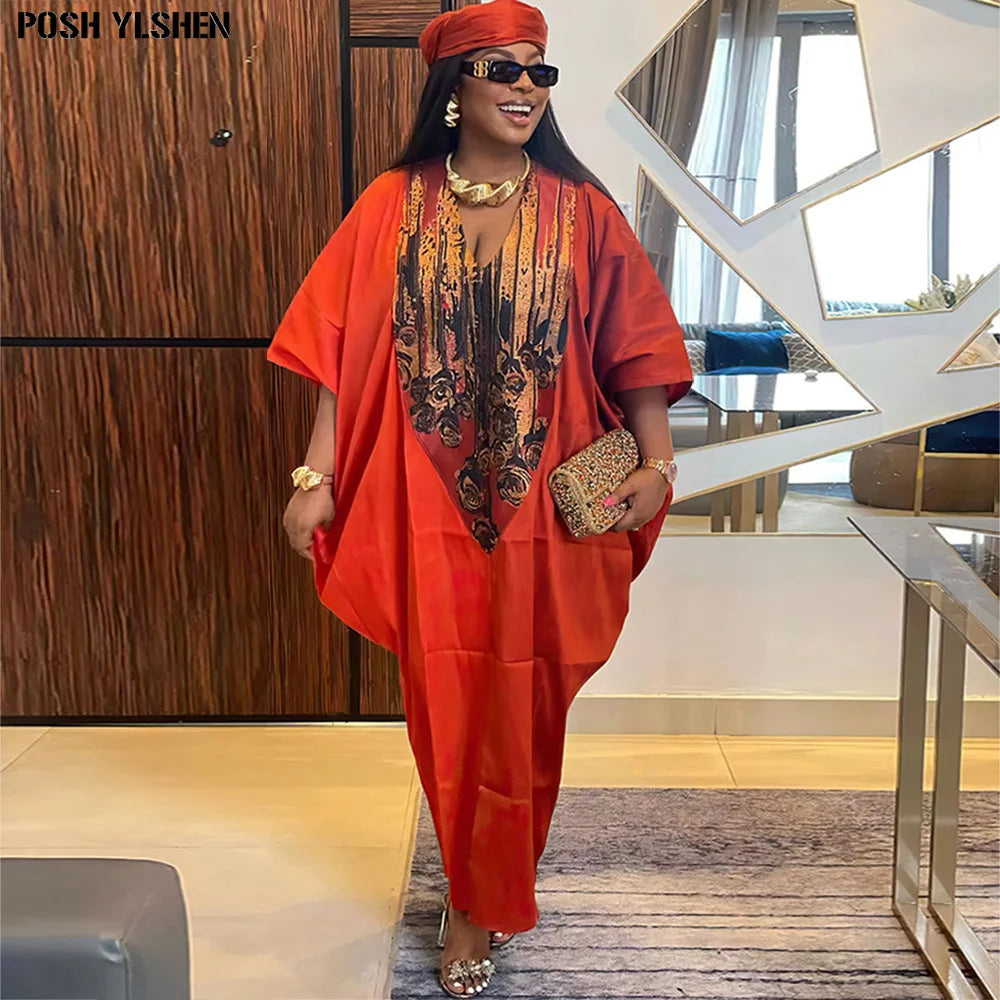 Plus Size African Long Dresses for Women 2025 Traditional Nigeria Print Patchwork Caftan Dress Abaya Musulman Robe Femme Clothes