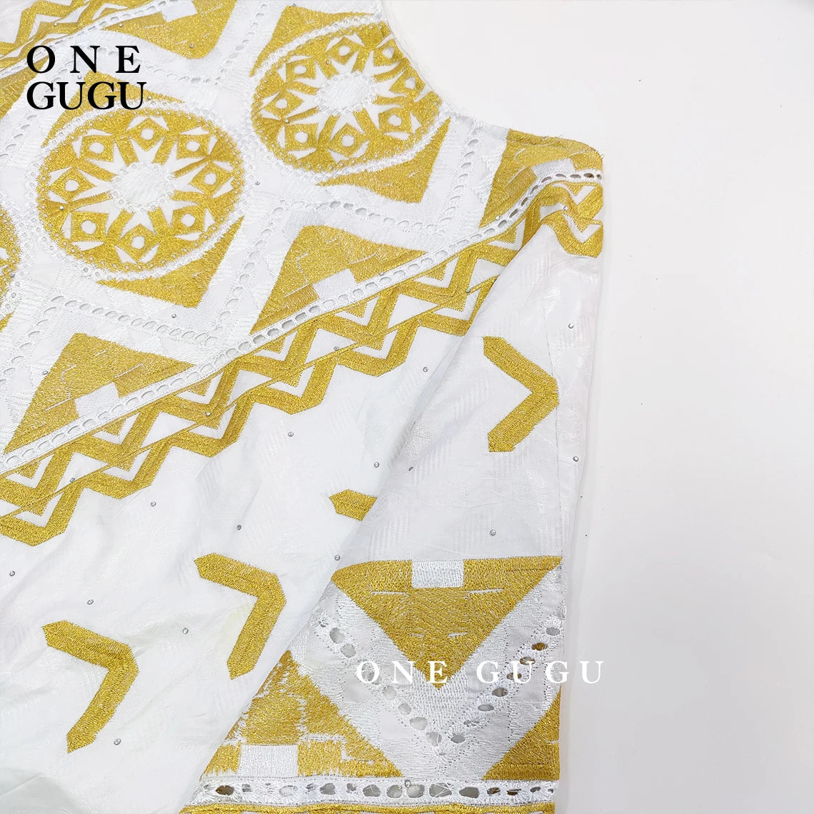 2025 Nigerian Original Bazin Dress Dashiki Gold Brocade Embroiderey Basin Clothing White Robe Wedding Party Lady Gown Dresses