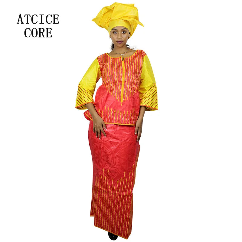 African Dresses For Women Dashiki  Dresses Bazin Riche Traditional African Clothing Long Sleeve For Ladies