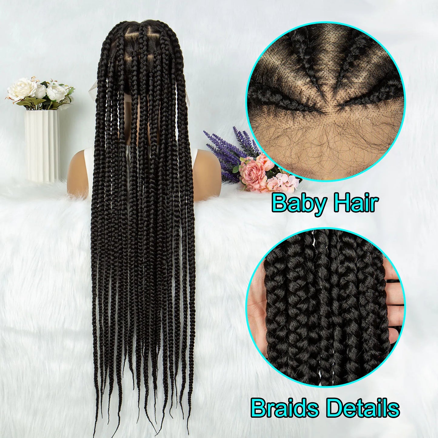 KIMA Synthetic Full Lace Briaded Wig Cornrow Braids Wig With Baby Hair ...