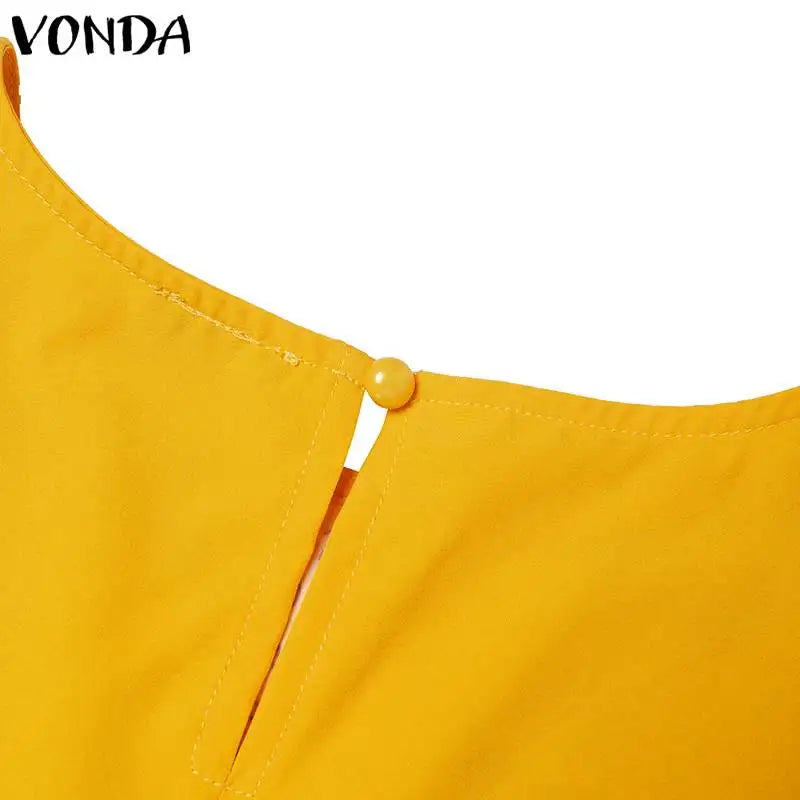 VONDA 2024 Fashion Women Elegant Maxi Dress Vintage Printed 3/4 Flare Sleeve Sundress Party Long Dress Casual Vestido Loose Robe