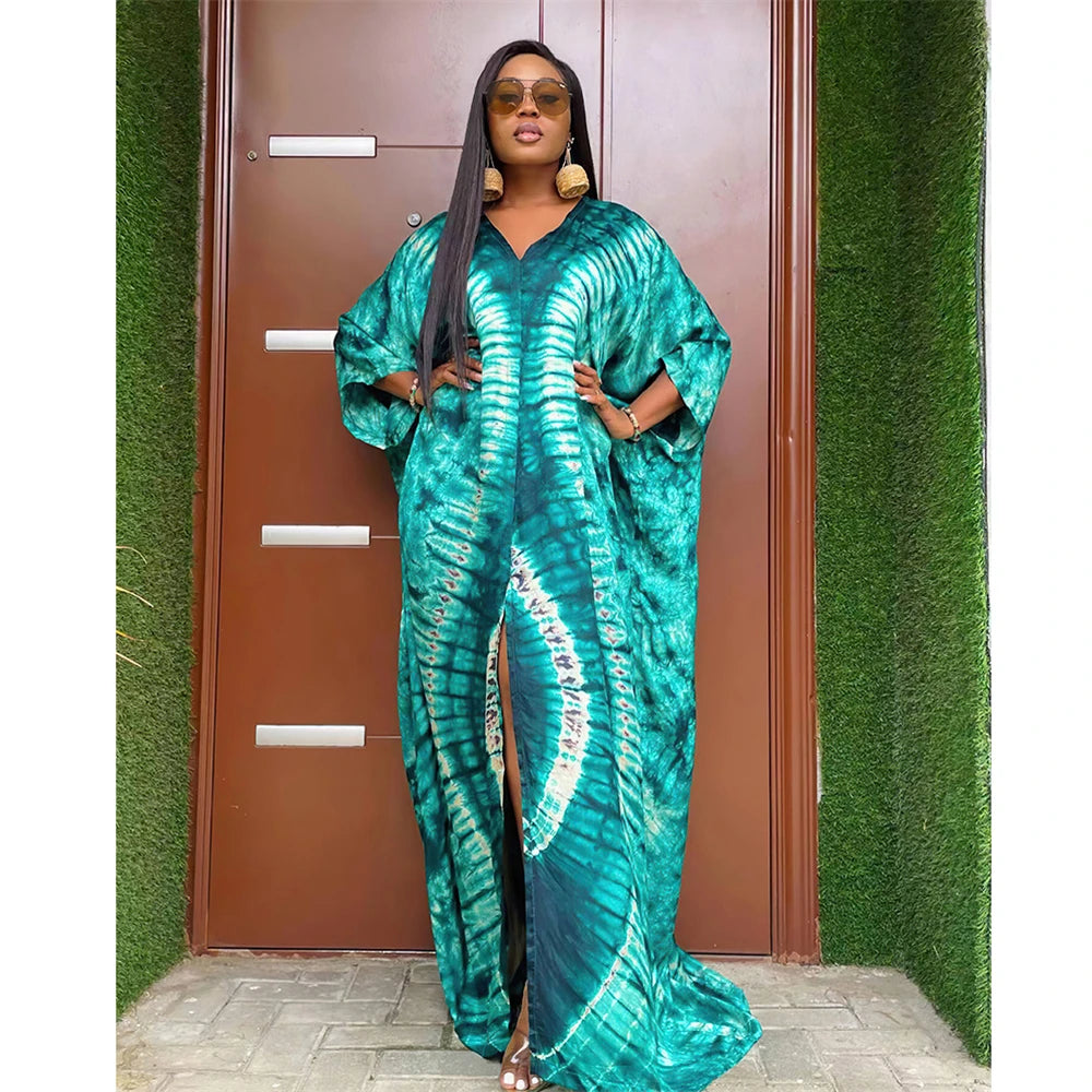 African Dresses for Women Hijab Kaftan Print Loose Boubou Robe Africa Clothes Ankara Dashiki Dubai Abaya Scarf Gown Caftan Dress