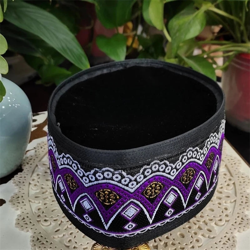 Muslim Caps For Men Clothing Tax Products Turkey Free Shipping Prayer Malaysian Boat Hat Kippa Islamic Kufi Topi Purple 03161