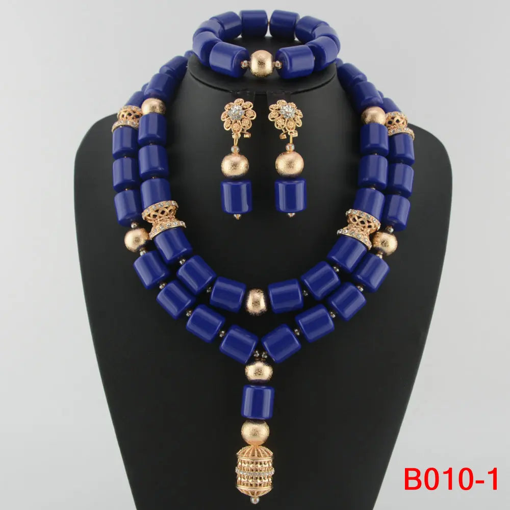 African Beads Wedding Necklace Set Artificial Coral Beads Jewelry Set Wholesale Nigeria Bride Wedding