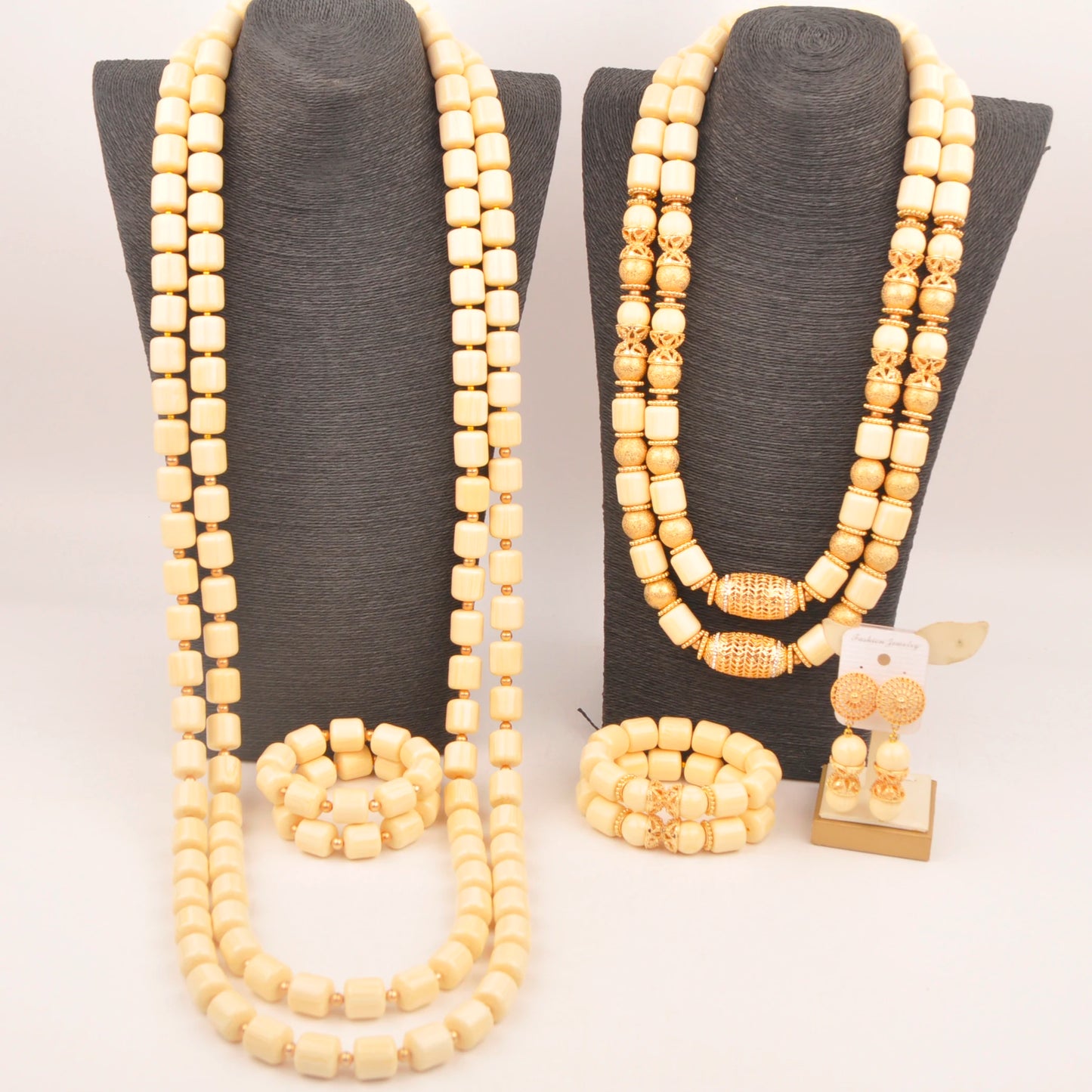 Orange Nigerian Artificial Coral Bead Necklace African Jewelry Sets