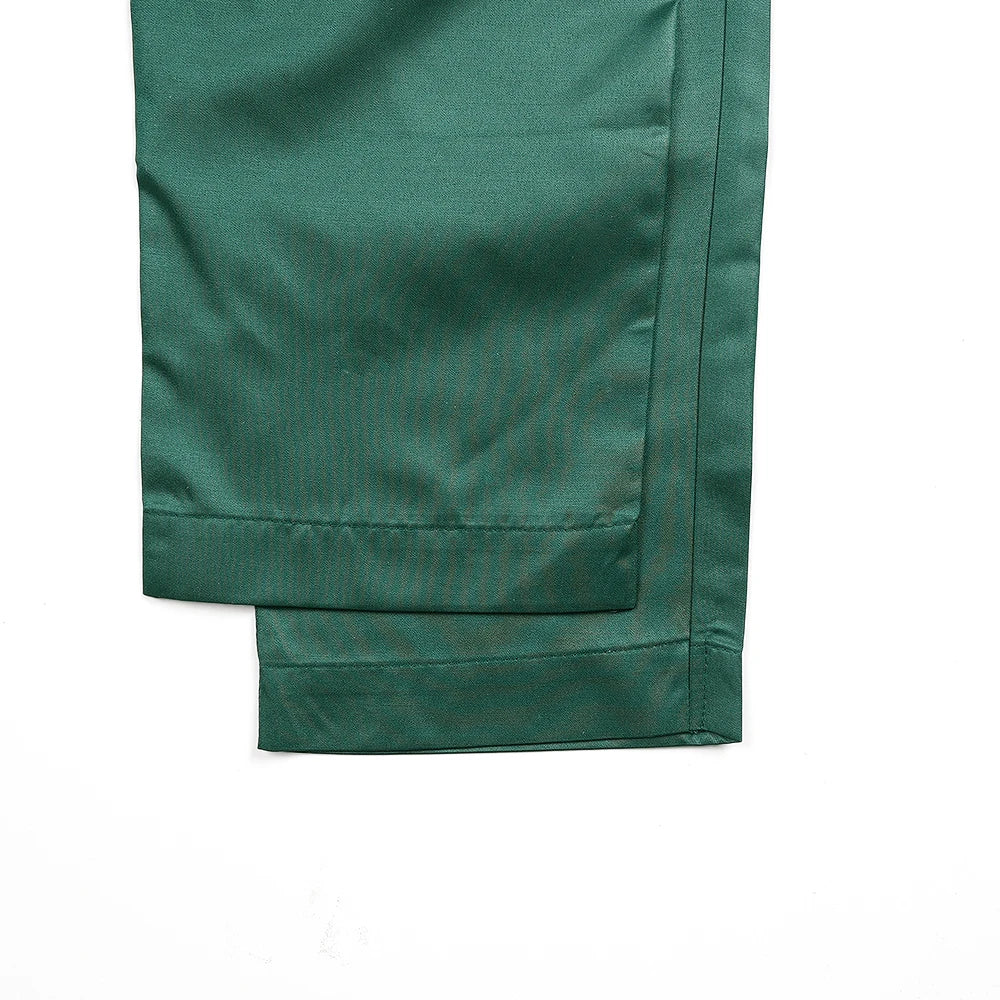 H&D 2025 African Nigerian Fashion Men Green Traditional Outfits Muslim Thobe Suit Complete Print 2 PCS Clothing Ramadan Sets