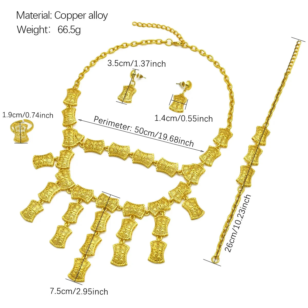 Luxury Dubai 24K Gold Color Two layer Necklace Jewelry Set For Women Bridal Nigerian Indian African Wedding Party Gift