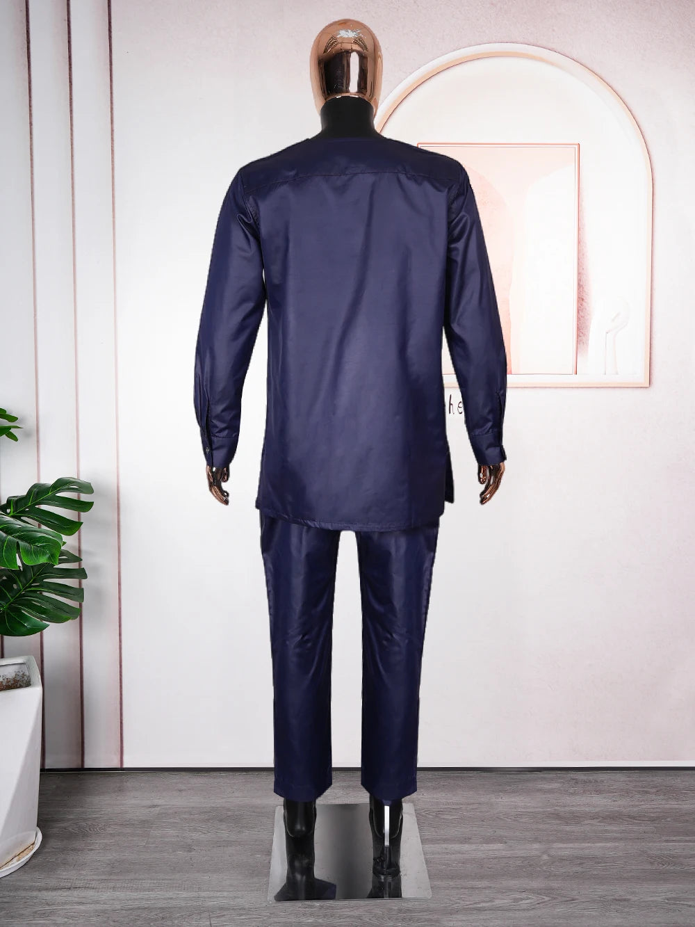 H&D African Clothes for Men High Quality Suit Fabric Embroidery Tradition Clothing Shirt Pants 3 Pcs Set Wedding Party Ramadan