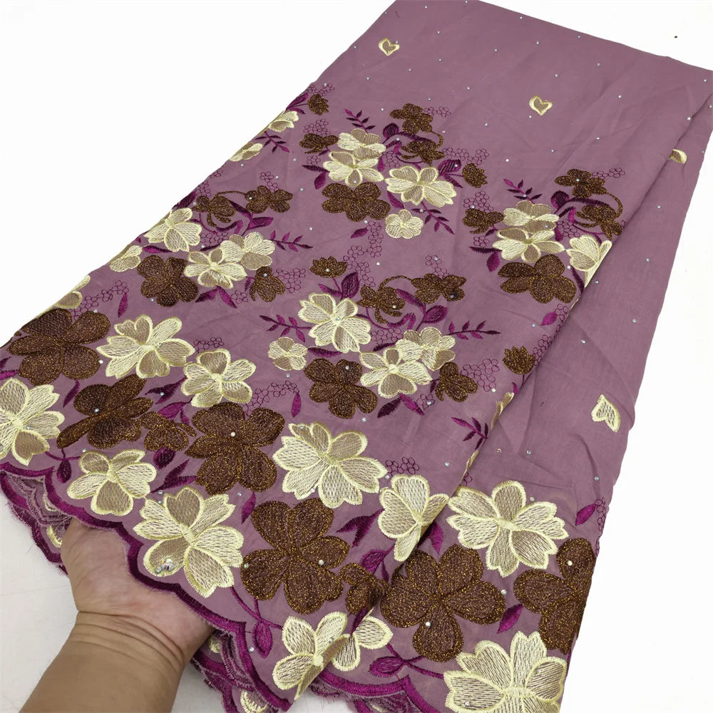 Latest 2025 High Quality African Nigerian Tulle Lace Fabric Cotton Damask Guipure Formal Prom Party Gown Dress 5Yards