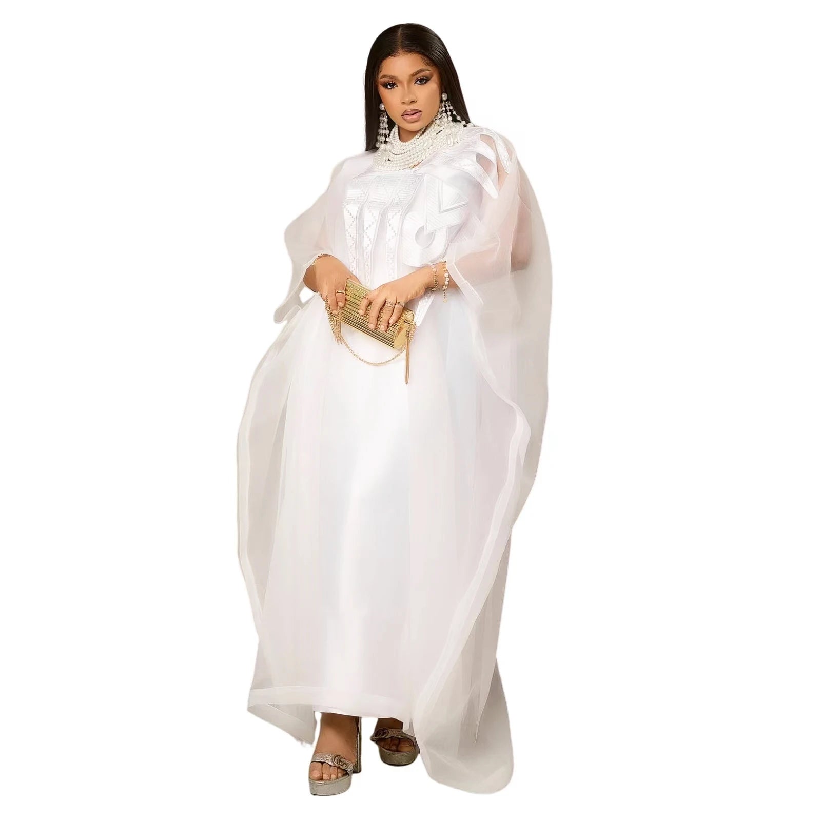 African Dress For Woman Embroidery Design Ladys Clothes Plus Size Dresses For Women Floor Length