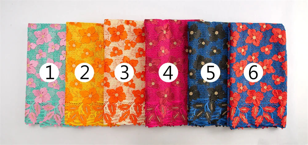 Cord Lace Fabric With Crystals African Guipure Lace Fabric 2024 High Quality Lace 5 Yards Wedding Luxury Dresses for Women A3630