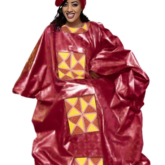 African Attire For Women Bazin Riche Embroidery Plus Size Elegant Party Church Dress