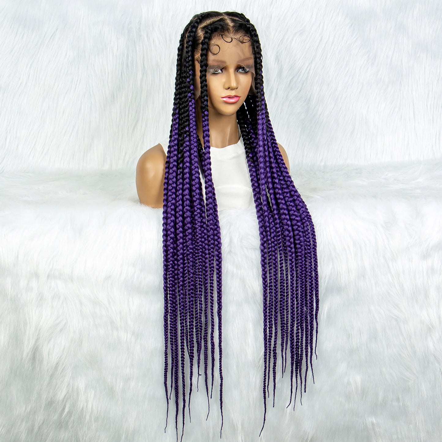 HD Full Lace Braided Wigs for Black Women Box Braids Synthetic Lace Front Wig Big Square Knotless Box Braids With Baby Hair
