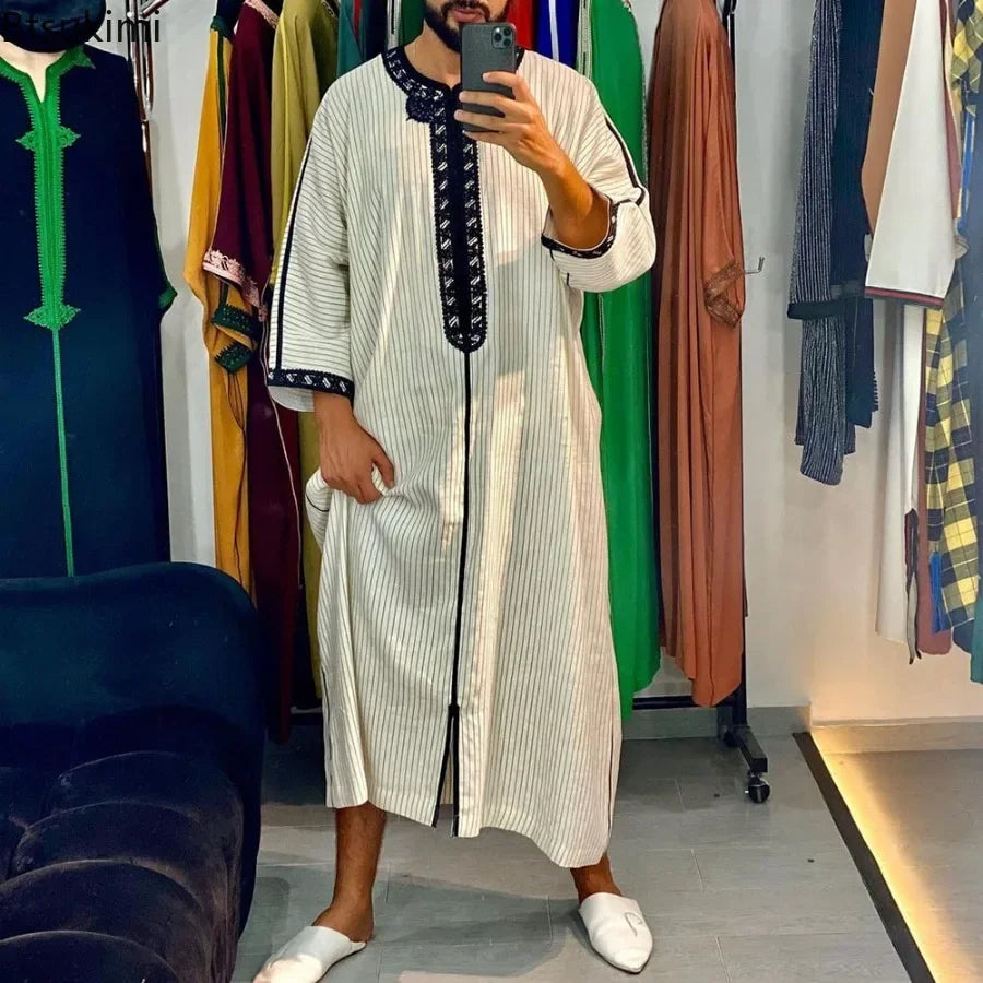 New 2025 Islam Muslim Men Clothing Loose Jubba Thobe Abaya Tenue Musulmane Pour Homme Caftan Islamic Robes Pakistan Arabia Dress
