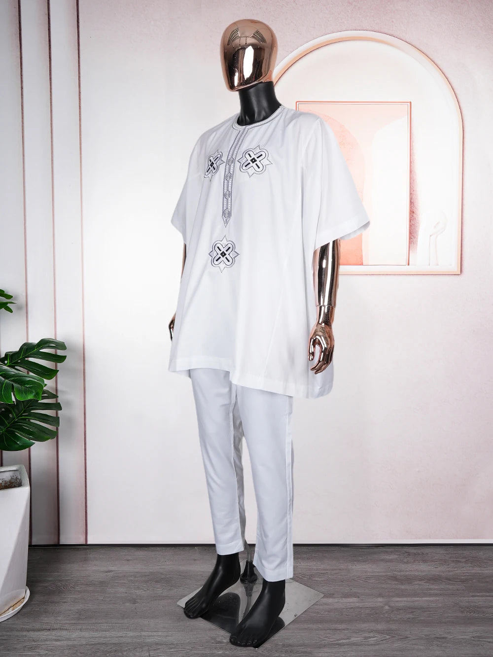 H&D Dashiki For Men Top Pant 2 Pieces Set African Clothes Riche African Clothing Muslim Ramadan Embroidery Wedding Party Thobe