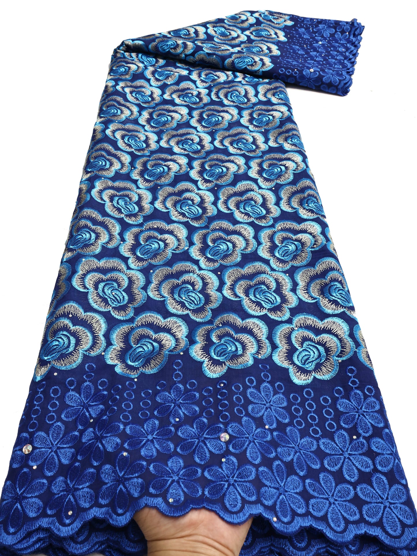 Latest 2025 High Quality African Nigerian Tulle Lace Fabric Cotton Damask Guipure Formal Prom Party Gown Dress 5Yards