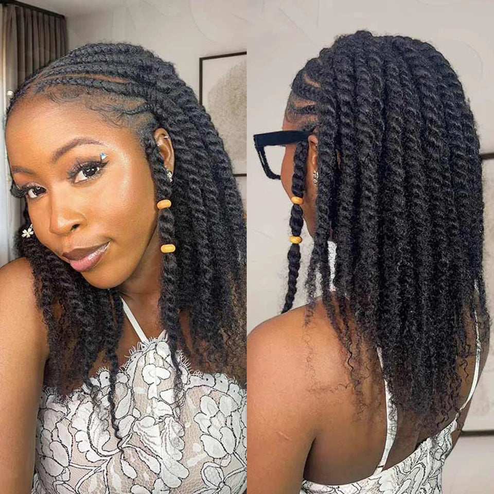 QVR Afro Kinky Bulk Human Hair Extensions Natural Black/Brown/Grey - Lightweight for Braiding, Styling & Everyday Wear