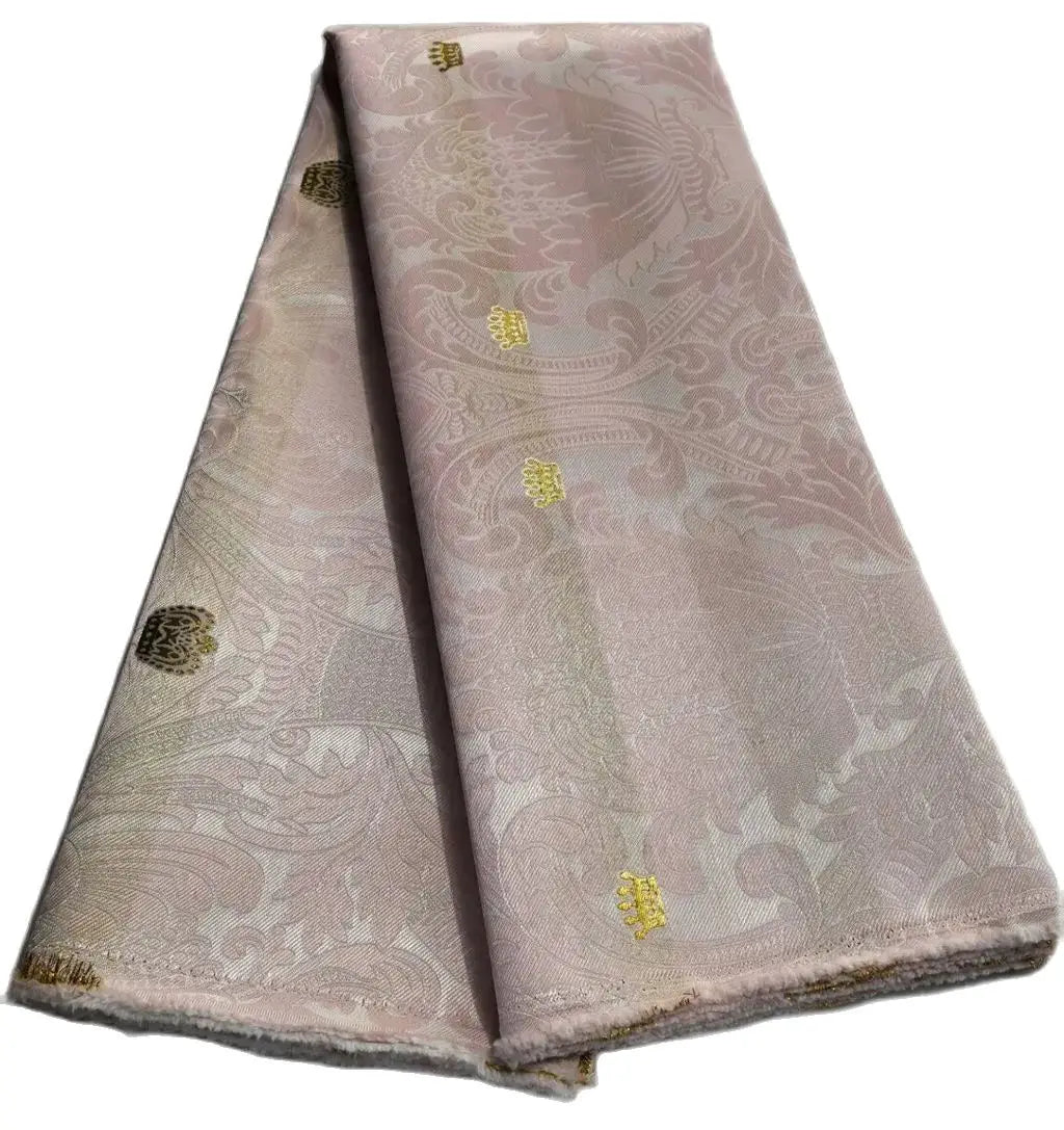 African Thick Damask Lace Fabric 2.5Yard Or 5Yards 2025 Jacquard Brocade Fabrics DIY Sew For Nigeria Women Headtie Aso obi Dress