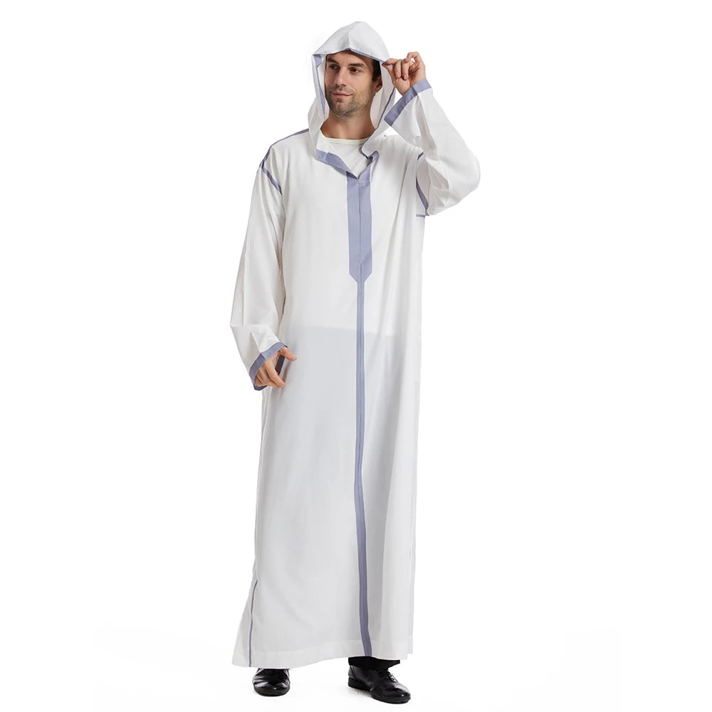 Men Abaya Muslim Dubai Saudi Long Dress Eid Hooded Jubba Thobe Islamic Clothing Moroccan Djellaba Caftan Kaftan Arabic Robe Gown