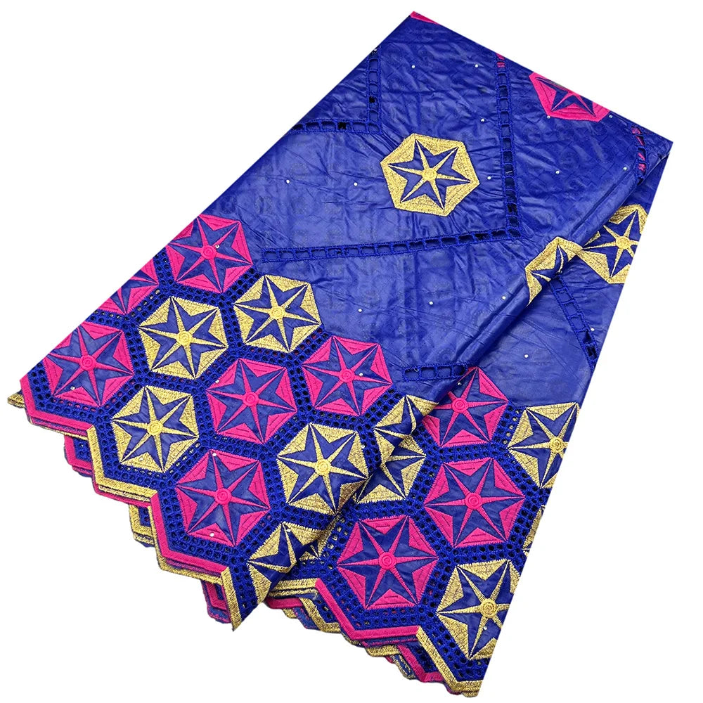 African Bazin Riche Fabric for Dress, African Lace Fabric, Nigerian Embroidery, 100% Cotton, 2.5Yards, F05, Latest