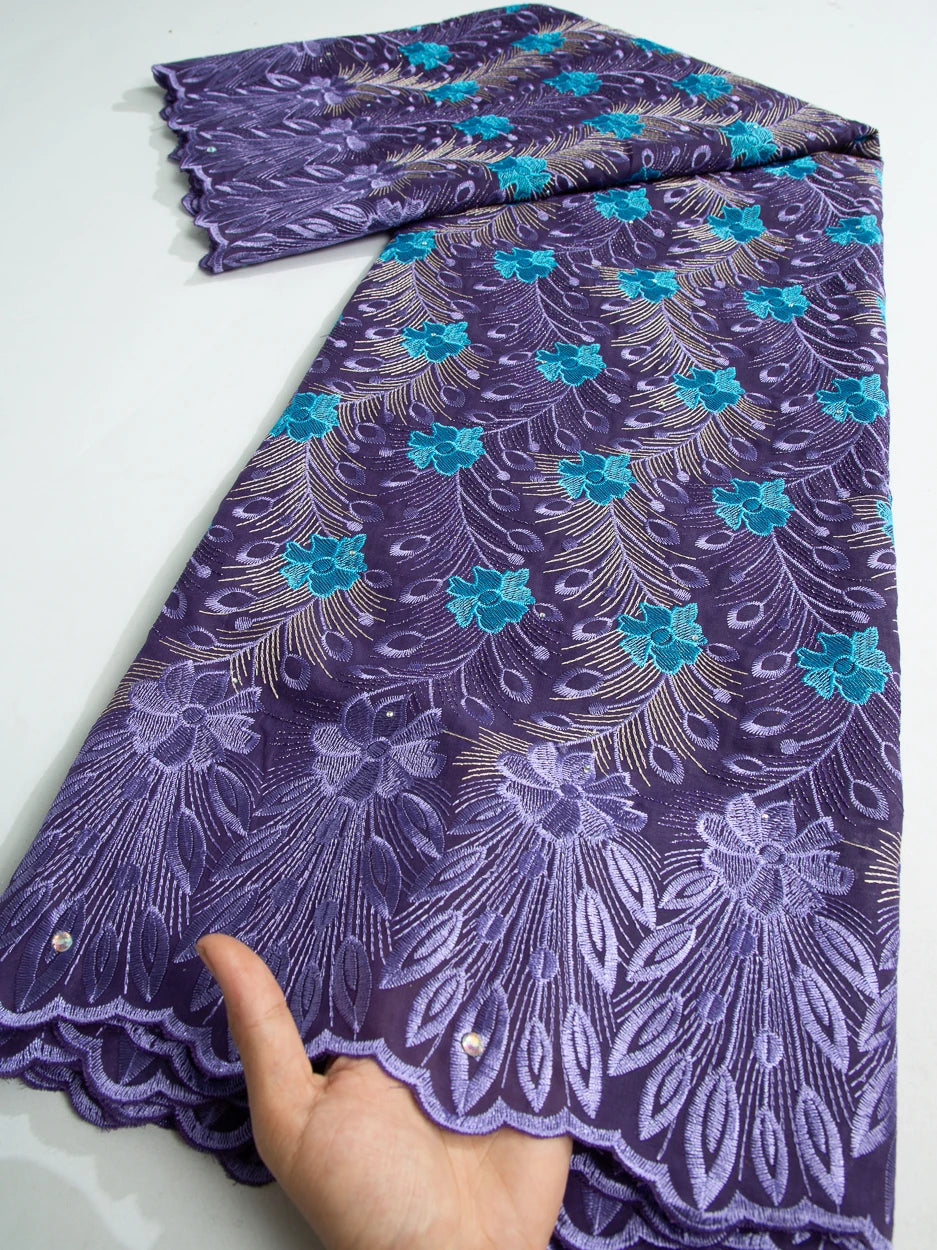 2024 African Cotton Lace Fabric High Quality Nigerian Stones Cotton Lace Fabric Swiss Voile Lace For Women Wedding Dress TY3806