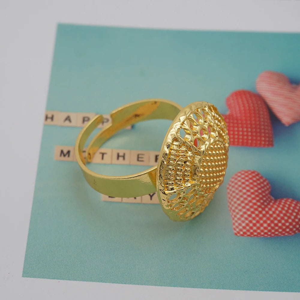 Trendy Nigerian Dubai Gold Color Jewelry Set For Women Tassel Long Chain Bridal Long Necklace Bracelet Earring Ring Wedding Sets