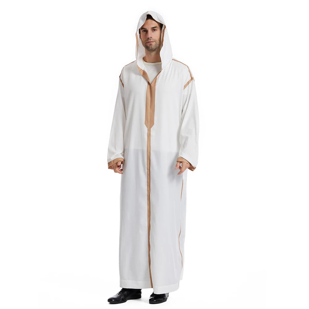 Men Abaya Muslim Dubai Saudi Long Dress Eid Hooded Jubba Thobe Islamic Clothing Moroccan Djellaba Caftan Kaftan Arabic Robe Gown
